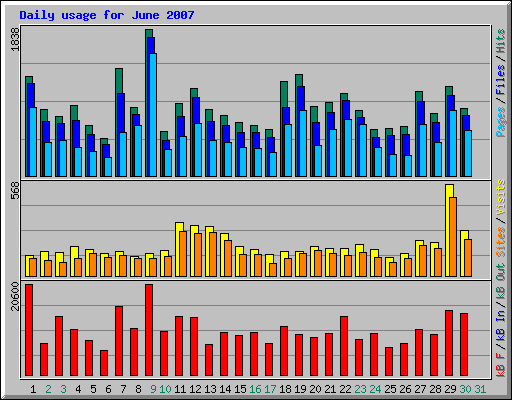Daily usage for June 2007