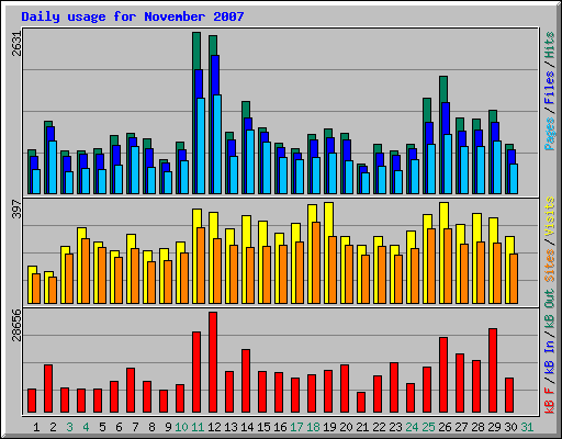 Daily usage for November 2007