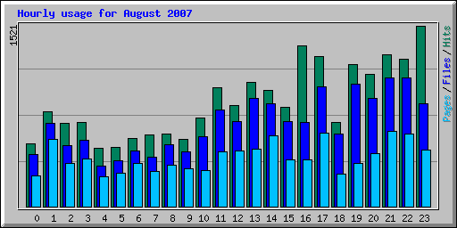 Hourly usage for August 2007
