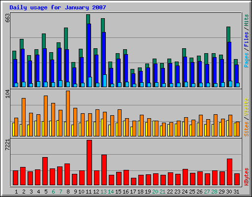 Daily usage for January 2007