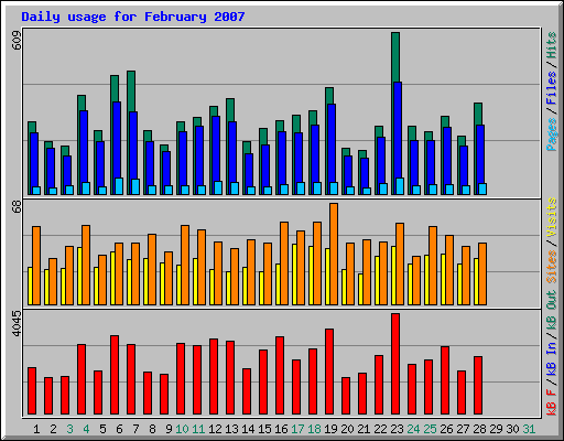 Daily usage for February 2007