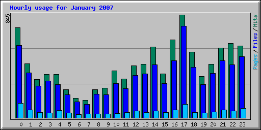 Hourly usage for January 2007
