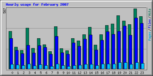 Hourly usage for February 2007