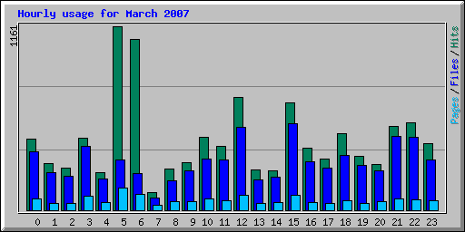 Hourly usage for March 2007