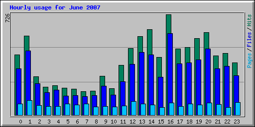 Hourly usage for June 2007