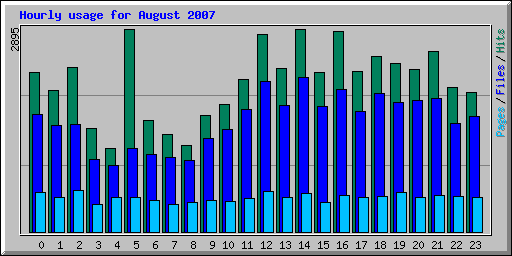 Hourly usage for August 2007