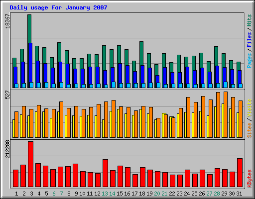 Daily usage for January 2007
