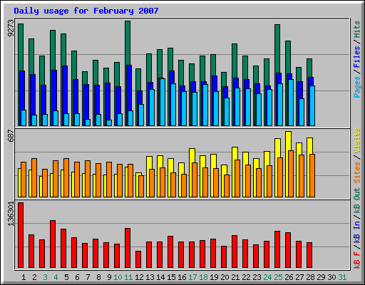 Daily usage for February 2007