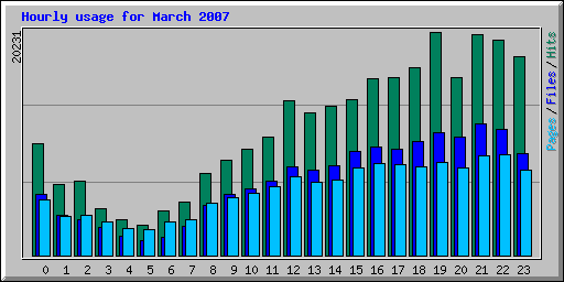 Hourly usage for March 2007