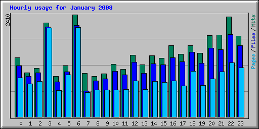 Hourly usage for January 2008