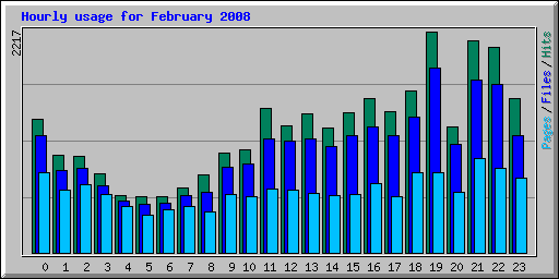 Hourly usage for February 2008