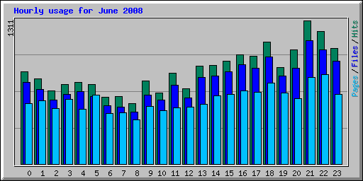 Hourly usage for June 2008