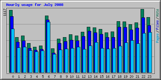 Hourly usage for July 2008