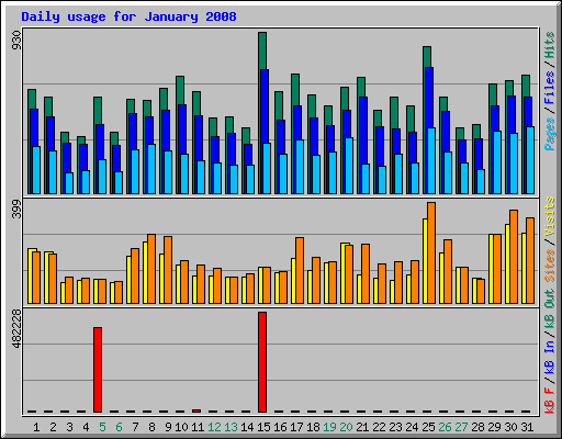 Daily usage for January 2008