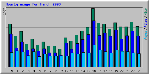 Hourly usage for March 2008