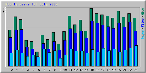 Hourly usage for July 2008