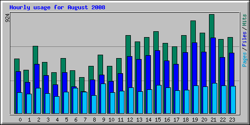 Hourly usage for August 2008