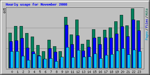 Hourly usage for November 2008
