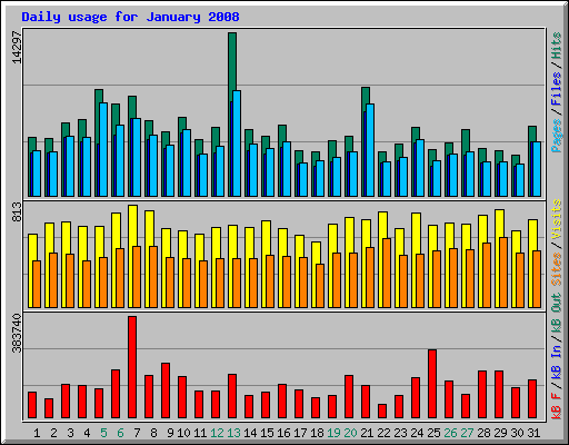 Daily usage for January 2008