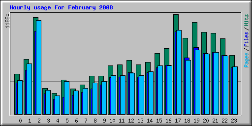 Hourly usage for February 2008