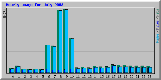 Hourly usage for July 2008
