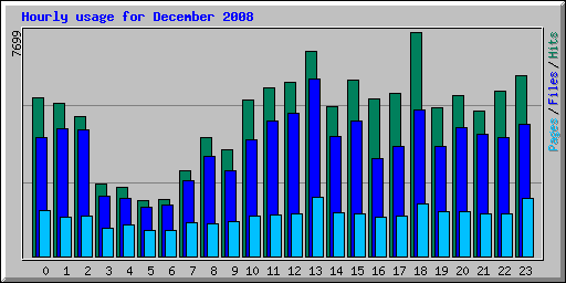 Hourly usage for December 2008