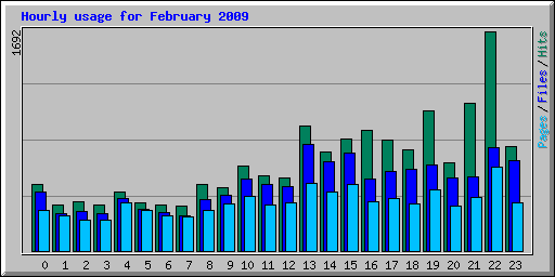 Hourly usage for February 2009