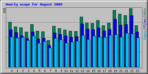 Hourly usage for August 2009