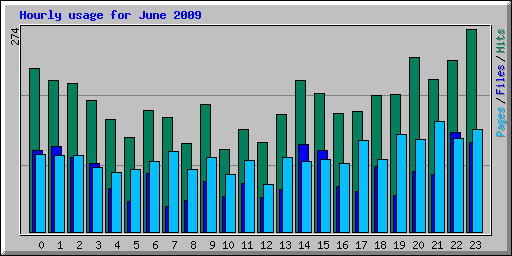 Hourly usage for June 2009