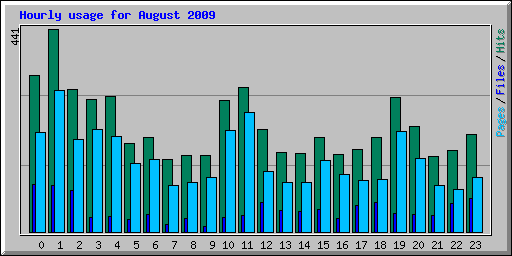Hourly usage for August 2009