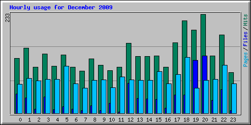 Hourly usage for December 2009