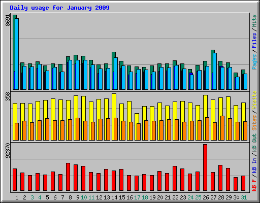 Daily usage for January 2009