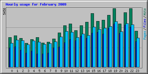 Hourly usage for February 2009