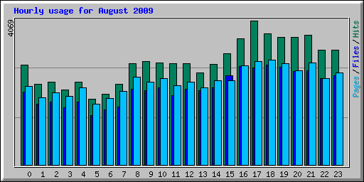 Hourly usage for August 2009
