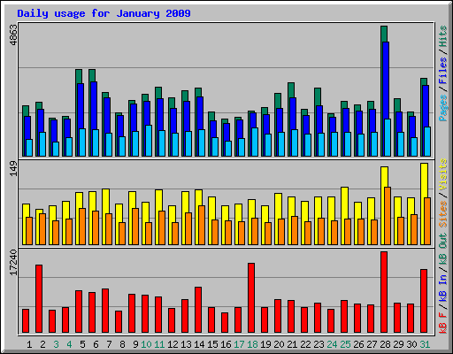 Daily usage for January 2009