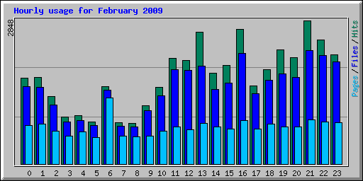 Hourly usage for February 2009
