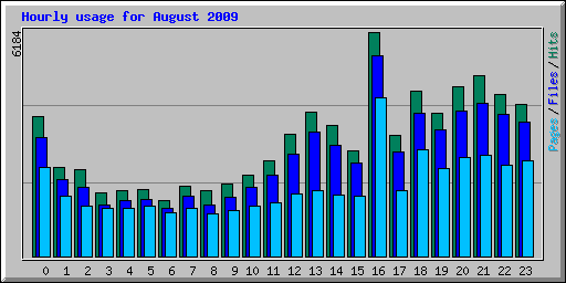 Hourly usage for August 2009