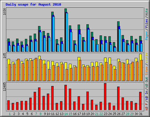 Daily usage for August 2010