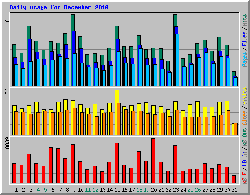 Daily usage for December 2010