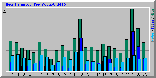 Hourly usage for August 2010