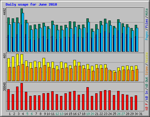 Daily usage for June 2010