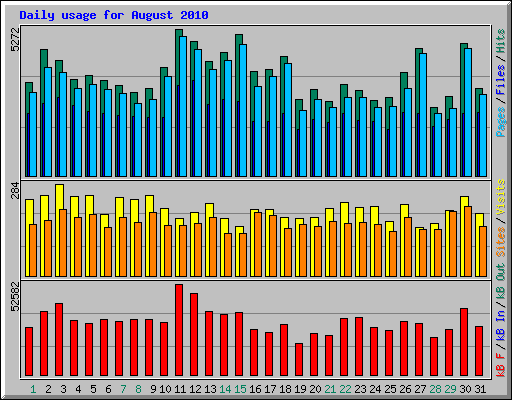 Daily usage for August 2010