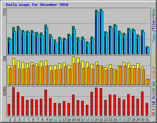 Daily usage for December 2010
