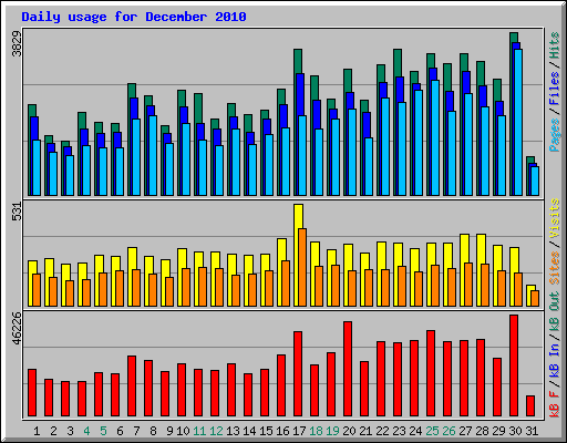 Daily usage for December 2010
