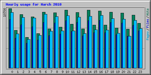 Hourly usage for March 2010