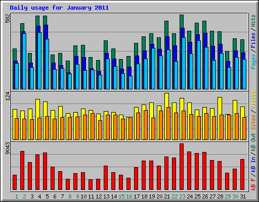 Daily usage for January 2011