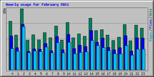 Hourly usage for February 2011