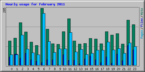 Hourly usage for February 2011