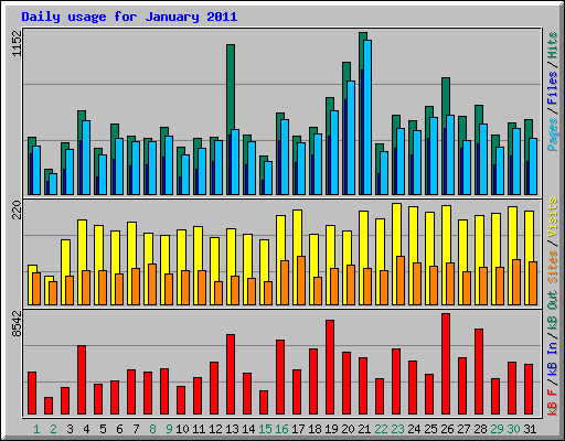 Daily usage for January 2011
