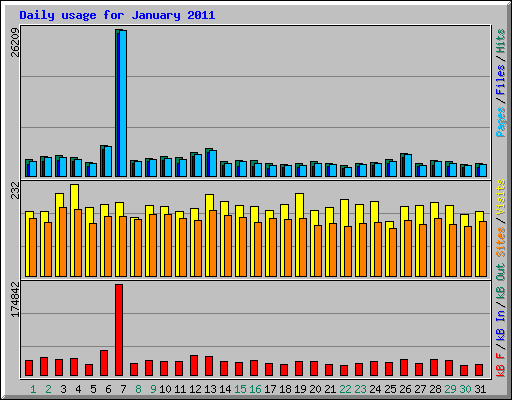 Daily usage for January 2011